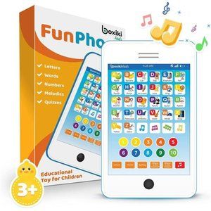 6-in-1 Kids Phone Toy: Educational Toys for Kids, Kids Table (White/Blue)